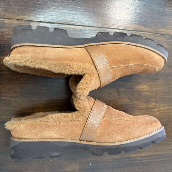 VIONIC Kailen Camel Mule Shearling Suede Shoes Size 8 Fur Lined Warm - Picture 6 of 9